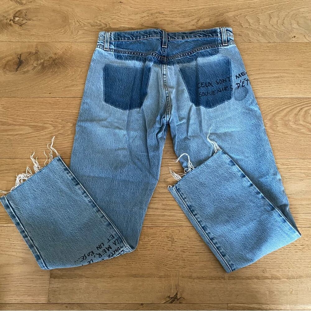 Frame - Graffiti Print Straight leg Jeans In Blue - Picture 5 of 6